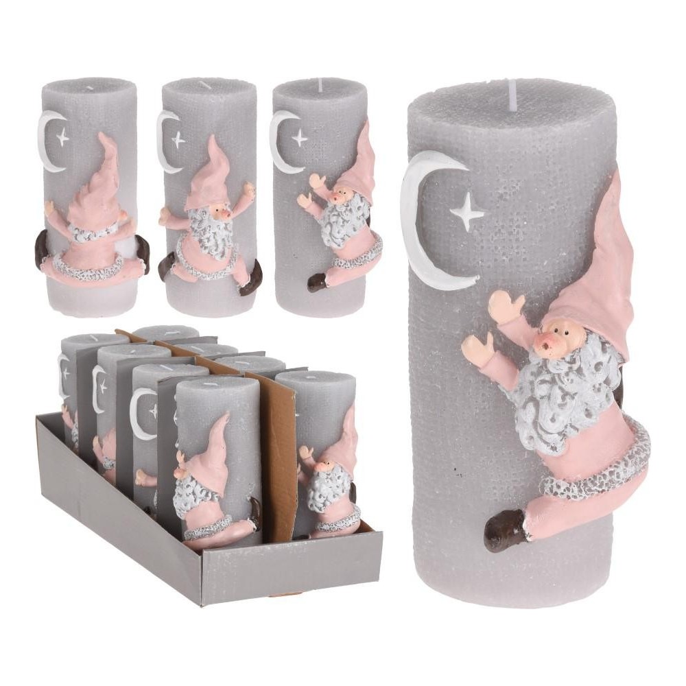 CANDELA DECO GNOMO ROSA 15CM 2